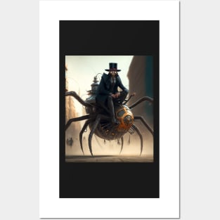 Steampunk spider rider riding mechanical robot mashine steampunk animal Posters and Art